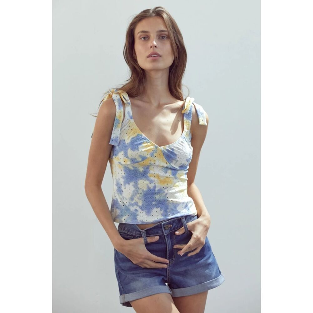 Tie Dye Tie-Shoulder Bustier Cami Top